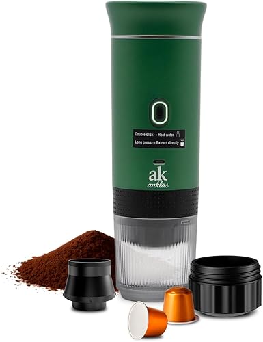 Miniatura 8 de Cafetera portátil 3 en 1 – Máquina de café espresso eléctrica para viajes – Compatible con café molido, cápsulas NS y DG – Cafetera portátil Negro