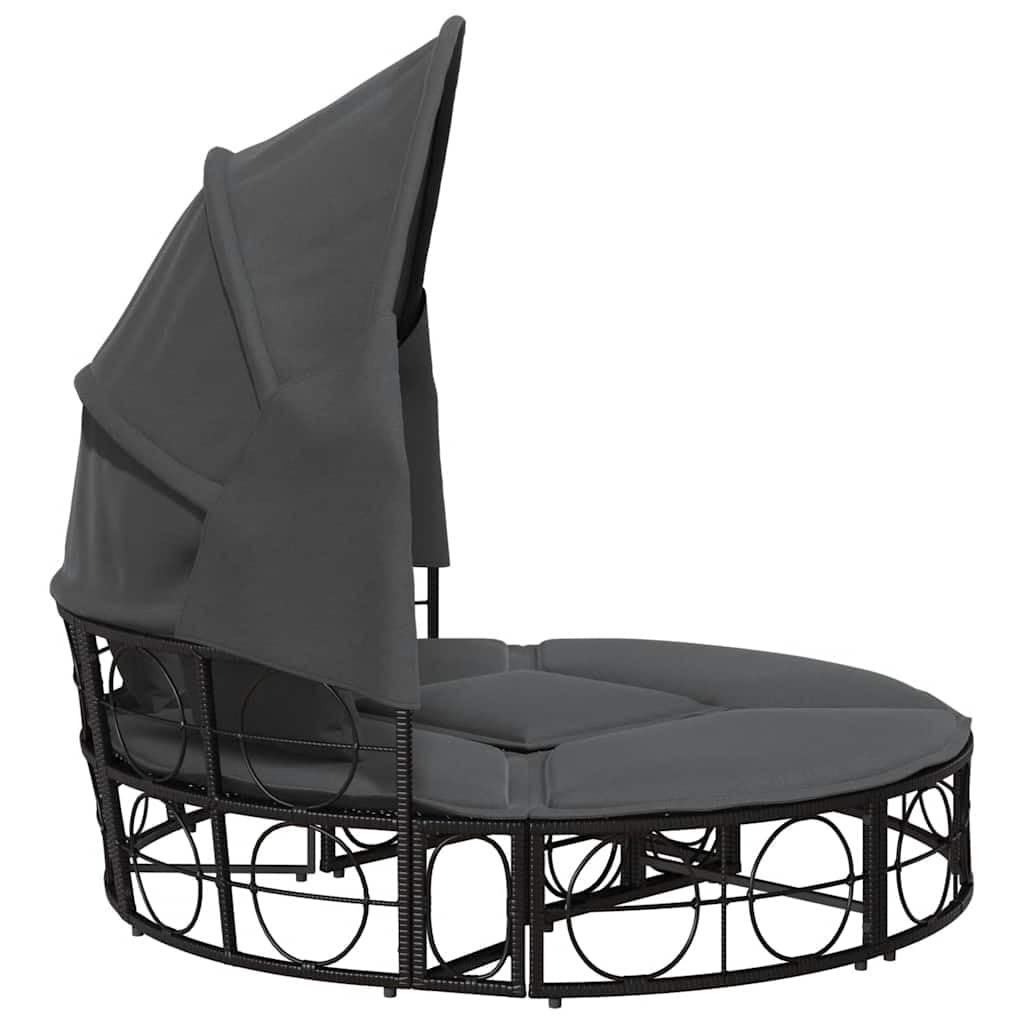 Générique Letto di riposo esterno con baldacchino retrattile e cuscini, letto da giardino modulare in resina intrecciata, set convertibile in isola di sole o salone di conversazione con fodere