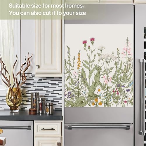 Image of Wildflowers Dishwasher Magnet Cover for Washers Fridge Cover Panel Decal Home Kitchen Decor,Washing Machine Cabinet Reusable Dishwasher Covers,26 x 23 inch