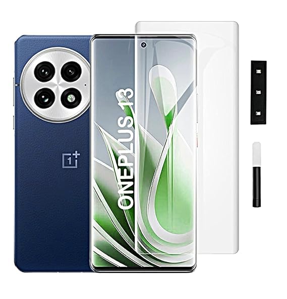 Image of Tempered Glass Screen Protector Compatible For Oneplus 13 (3D UV) with Edge-to-Edge Protector and with Easy Installation Kit