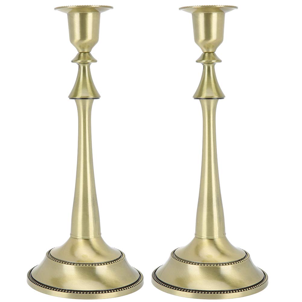 2 Pezzi Portacandele Portacandele Stile Europeo Portacandele Conico a Testa Singola per Candelieri, Centrotavola per Matrimoni, Pranzi, Feste, Lega di Zinco(Patina Verde)