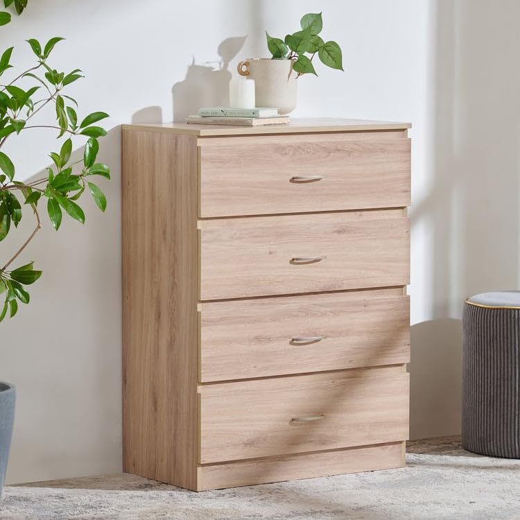 Image of Home Centre Engineered Wood Helios Alton Chest of 4 Drawers, Wood, Brown
