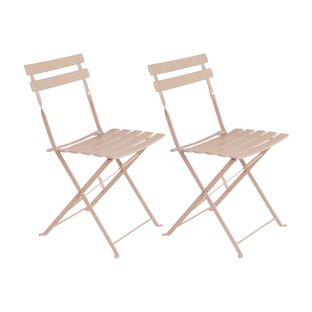 LOLAhome Set 2 Sillas jardín Plegables Sira Acero Taupe 41x46x80 cm | Tratamiento Epoxi para exterior.