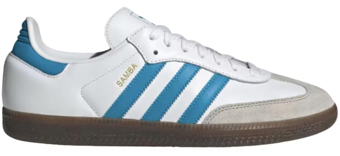 adidas Samba OG Men's Sneaker (White Shock Cyan, 9)