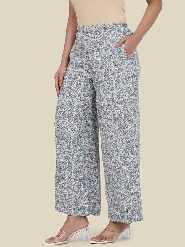 Image of GO COLORS Soft Viscose Printed Palazzo Full Length for Women| Breathable, Mid Rise