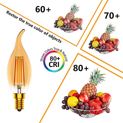 Tuoplyh Vintage dimbaar E14 LED filament windstoot kaarslamp, 4W vervangt 40 Watt gloeilamp, warm wit 2700K, CRI >80… - Afbeelding 4