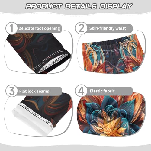 Toddler Girls Leggings Printed Yoga Pants Leggings Bohemia Blue Orange Flower for Kids3