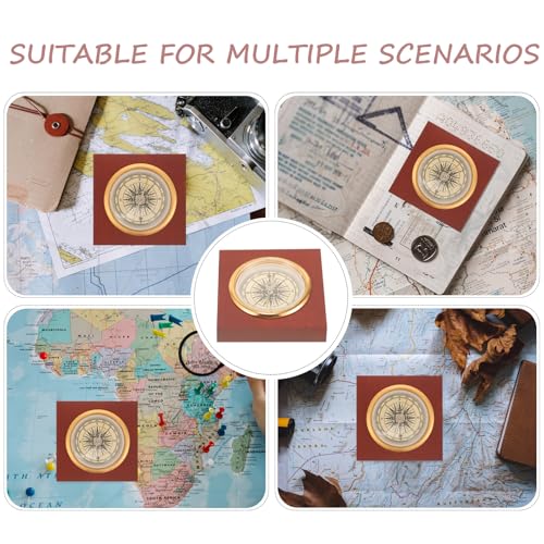 Brújula china portátil de madera vintage para camping miniatura 3