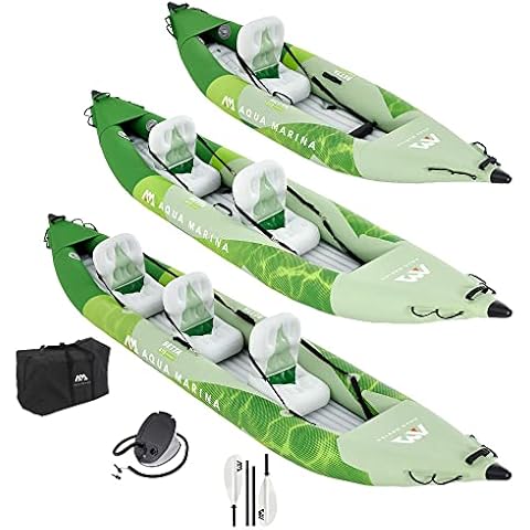 Aqua Marina Kayak Inflable BETTA-475 Verde para 3 Personas con Accesorios Cover