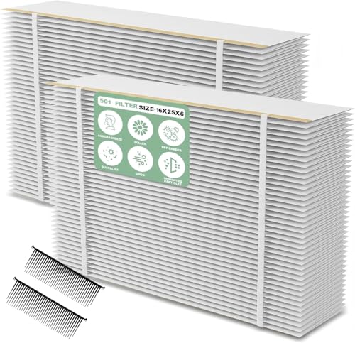 2 Pack501 Replacement Furnace Filter Compatible with AprilAire 5000 Whole-House Air Purifier - 16x25x6 MERV 15 Clean Air & Dustincloud 2 Pleat Spacers