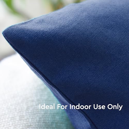 Image of Encasa XO Throw Pillow Covers 12x12 in Set of 2 Cobalt Blue | No Inserts | Cotton Pillow Covers for Living Room, Bed, Sofa, Couch | Decorative Cushion Covers with Improved Zipper