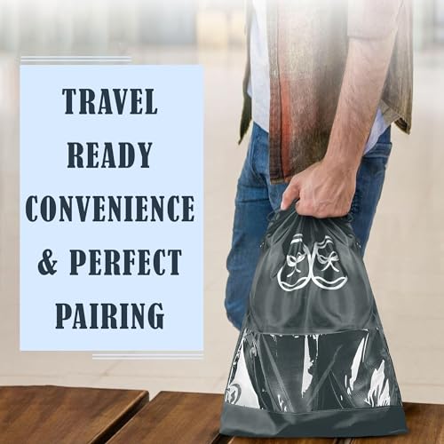 Image of Heart Home Pack of 24 Travel Shoe Organizer | Storage Bags | Travel Carrying Bag | Storage Organizers Set | Shoe Cover with Transparent Window | Shoe Dori Cover | Royal Blue & Gray