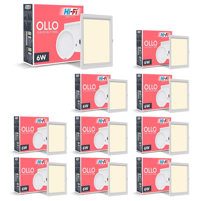 Image of Hi-Fi OLLO 6-watt Square LED Downlighter | LED Ceiling Light for Home and Hall | Cut Out: 68 mm, Color: Warm White Light, (3000K) Pack of 10-Polycarbonate