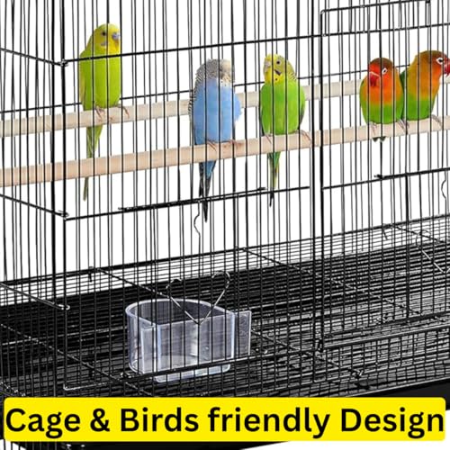 Image of Bird Cage Feeder & Drinker (1 Pair) | Durable Plastic Food & Water Dispenser | Safe & Bird-Friendly Design Plastic | Wild Birds feeders Bird Budgies Food Cage
