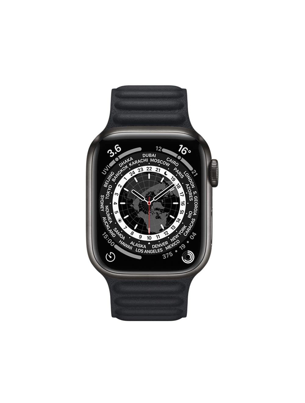 Apple Watch Series 7 (GPS + Cellular, 45MM) Space Black Titanium Case with Black Sport Band (Renewed)