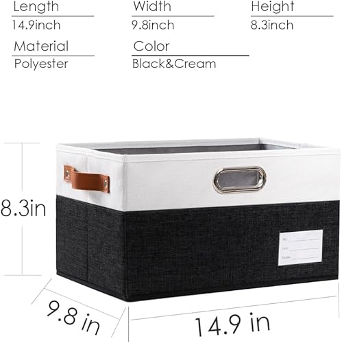 Miniatura 4 de PRANDOM Contenedores plegables de almacenamiento con asas paquete de 3 cajas de almacenamiento plegables de tela, canastas con asas para armario,