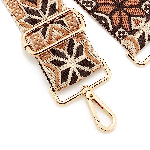 Image of Wide Shoulder Strap Adjustable Replacement Belt Guitar Style Crossbody Bag Handbag Strap Multicolor Canvas Straps(Wide:2in)(Color65)
