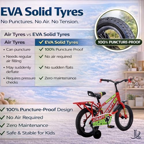Image of longrun 14T Cycle for Kids 2-5 Years Boys and Girls | Bicycle for Kid with Training Wheels | Kids Cycle for 2 to 5 Years with Adjustable Seat | Easy 4-Step Setup | 95% Fitted | 14 Inch Kid Cycle (Red)