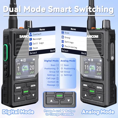 Image of SAMCOM DMR Digital Analog Two Way Radios Walkie Talkies Waterproof IP67 FPCN50A Radio with Customize Channel ID /Name GPS Text Message Call Logs Group Call Emergency Button Programmable 2 Way Radio