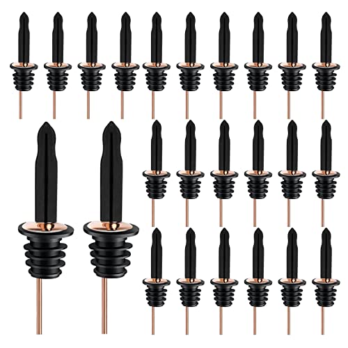 Image of Pafusen 24 Pack Liquor Bottle Pourers, Liquor Pour Spout for Liquor Bottles, Stainless Steel Olive oil Dispenser Spout, Alcohol Pourer Dust Caps Long Covers, Rose Gold