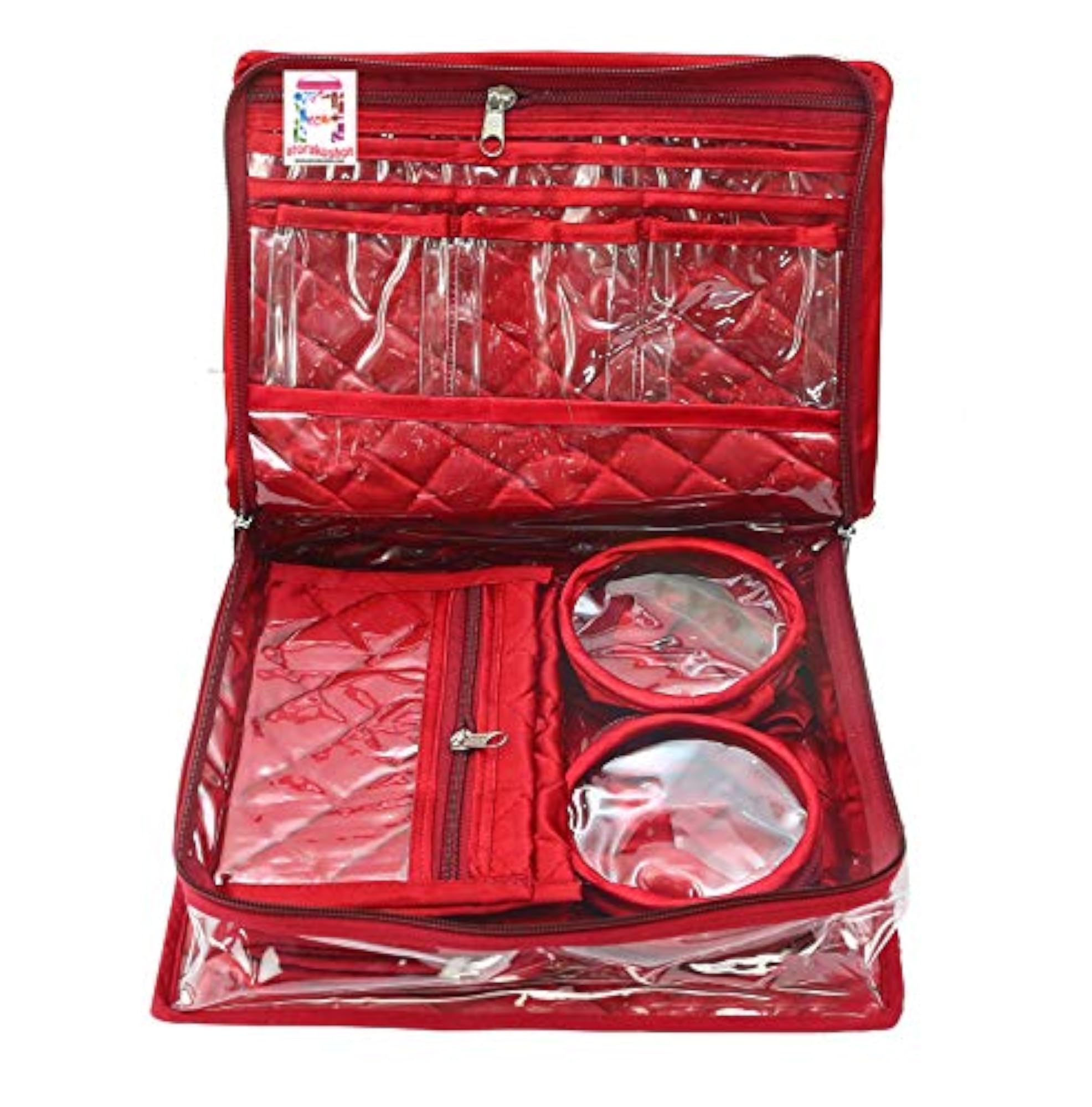 Satin Maroon Multipurpose Makeup Organizer Pouch