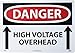 NMC D472RC OSHA Sign, Legend "DANGER - HIGH VOLTAGE OVERHEAD" with Up Arrow Graphic, 20" Length x 14" Height, Rigid Plastic, Black/Red on White