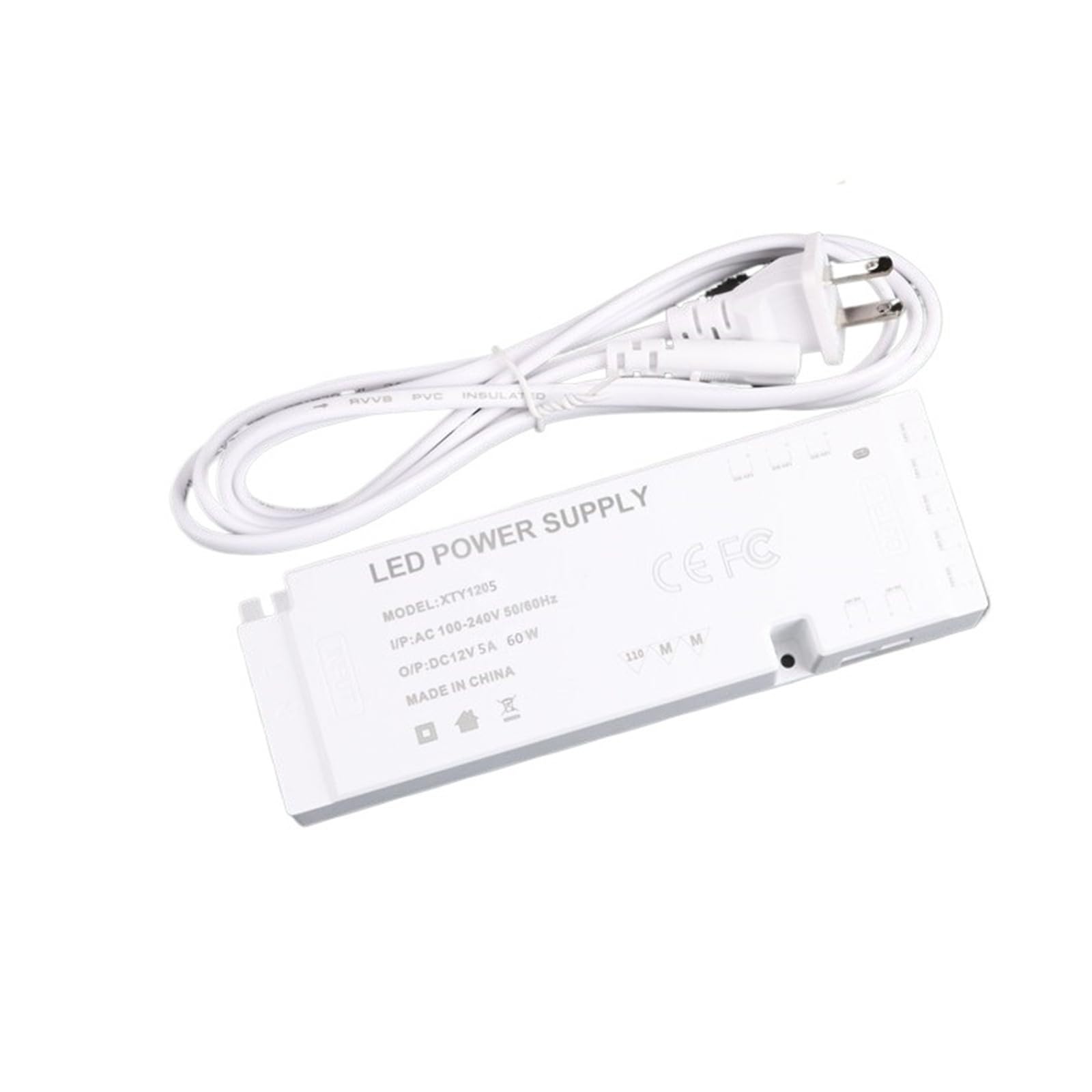 PWANUIGTE LED Ultra-Thin Wardrobe Cabinet Light Dedicated Power Supply with Transformer 12V 24W 60W Shelf Induction(DC12V 60W-10 output ports)