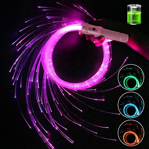 AMKI 6ft Rechargeable LED Fiber Optic Whip 360 Swivel 36 Mode Effects Super Bright Light Up Dance Rave Toy Great for Raves Parties Light Shows EDM Pixel Whip Flow Lace Dance Festival