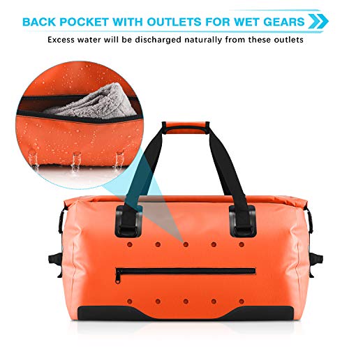 Gonex 60L Large Waterproof Duffle, Durable Travel Dry Duffel Bag for Kayaking Boating Fishing Outdoor Adventure Orange