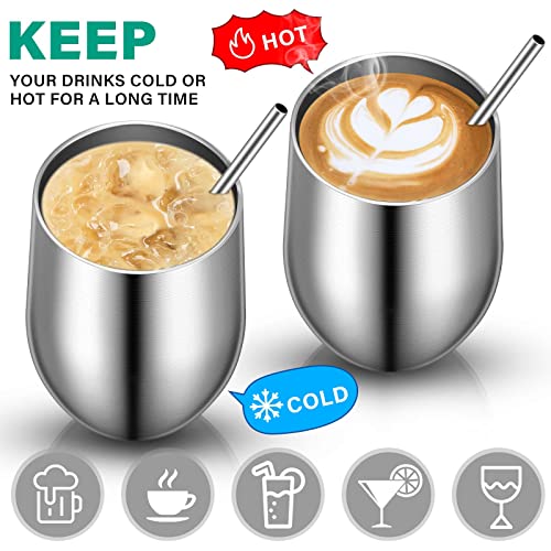 Remagr 16 Pack Stainless Steel Wine Tumblers 12 Oz Insulated Vacuum Wine Cup Set Double Wall Stainless Steel Stemless Wine Mug Glasses For Wine Coffee Soda Whiskey Outdoor Travel (Silver) #TOP3