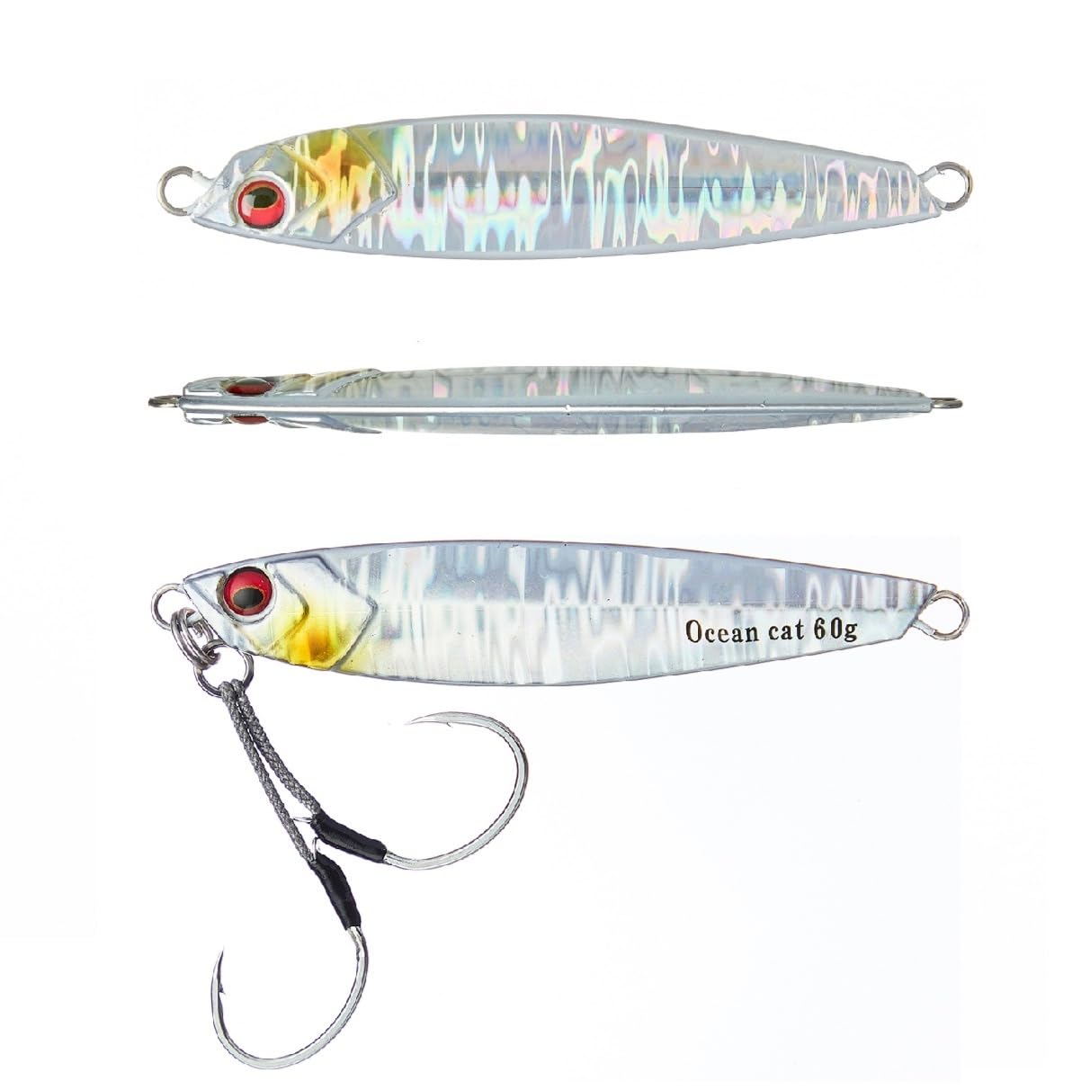 OCEAN CAT Slow Pitch Jigging Lures - 150G/180G/220G Glow Flat Fall Jigs With Hooks For Saltwater Fishing