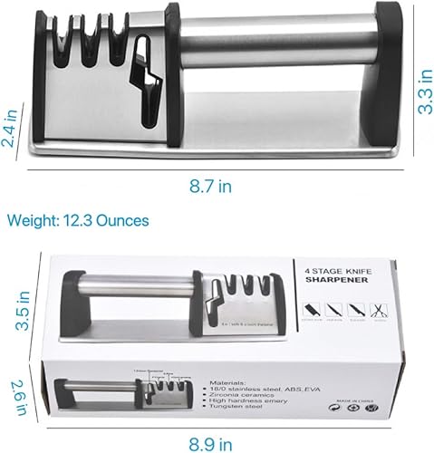 Miniatura 7 de Knife Sharpener Tool, 4 in 1 Knife and Scissor Sharpener, Best Kitchen Stainless Steel Knife Sharpener Really Works for Blade and Steel Knives,