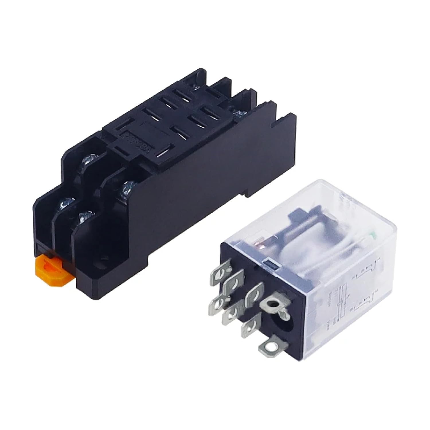 LY2NJ Power Relay DPDT 8 Pin with Socket Base, HH62P JQX-13F AC/DC Coil, Multiple Voltage Options 12V 24V 48V 110V 220V 380V (110V AC)