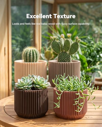 Image of SUNLU Wood PLA Filament Bundle 1.75mm 4KG, Real Wood Fiber Added 3D Printer Filament, 4 pcs 1kg Spool(2.2lbs) Natural Wood Texture & Scent, Clog-Free, Fits for Most FDM 3D Printers