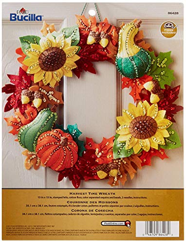 Bucilla Felt Applique Wreath Kit, 15-Inch Round, Harvest Time