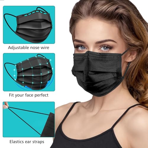 Image of MEELANA Non Woven Fabric 3 Ply Disposable Surgical Mask for Men Women with adjustable nose pin Reusable (Pack of 100) Breathable Masks