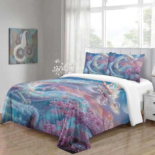 Parure de lit dragon 3D 200x200 microfibre ensemble housse de couette ado