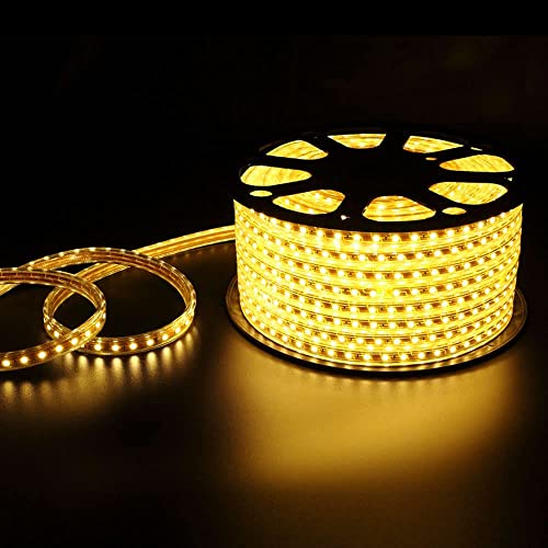 Image of DOJI 2835 SMD 120LEDs /meter LED Strip Rope Light Waterproof Outdoor Flexible Light with Connector for Diwali, Christmas, Indoor and Outdoor Decoration. (5 Meter, Warmwhite)