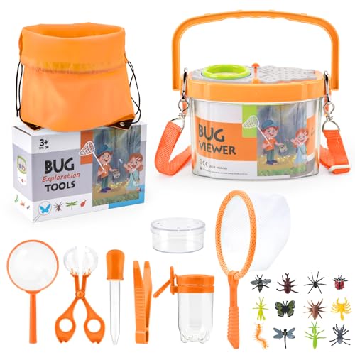 Growithu Kit de caza de insectos para niños: 23 piezas de atrapa insectos para niños Juguetes de exploración al aire libre para 3 4 5 6 7 años