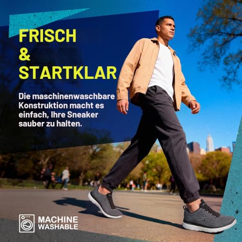 Skechers Summits Louvin Herrenschuhe, Schwarz/Weiß, 45.5 EU Weit – Ansicht 5