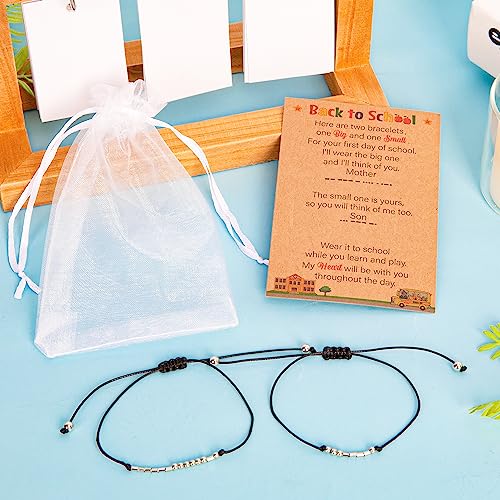Image of EOBOH Back to School Supplies, Back to School Bracelet Mommy and Me, Prek Matching Wish Bracelets Set, Adjustable Bracelet for Boys Girls Gifts Stuff Bulk
