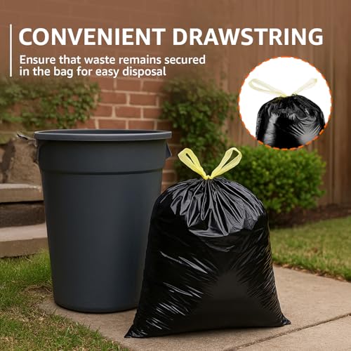 Image of Amazon Basics Multipurpose Drawstring Garbage Bags | Medium | 120 Count | 30 Bags x Pack of 4 | Heavy Duty | Jasmine Fragrance | Odour Control | No Tearing Needed
