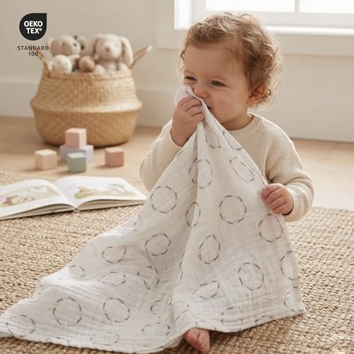 Image of GLLQUEN BABY Receiving Blanket Boy Cotton Muslin Swaddle Blankets Girl Newborn Squares Breathable & Soft Thin Baby Blankets Cloths Double Absorbent Infant Swaddling Wrap - 6 Pack (Christmas Bear)