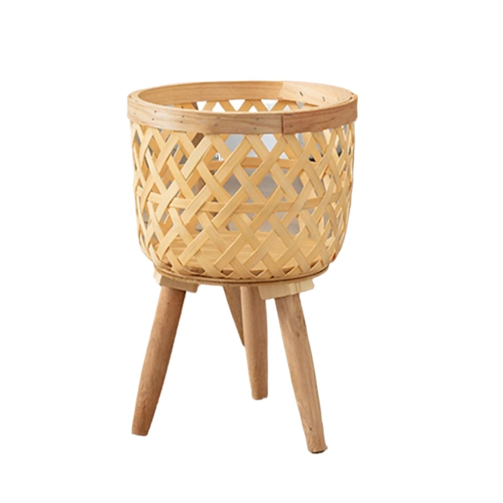 Wiklinowy kosz piknikowy, Hand Woven Wooden Flower Pot Beige 21.5x21.5x32.5cm For Indoor Outdoor Plants