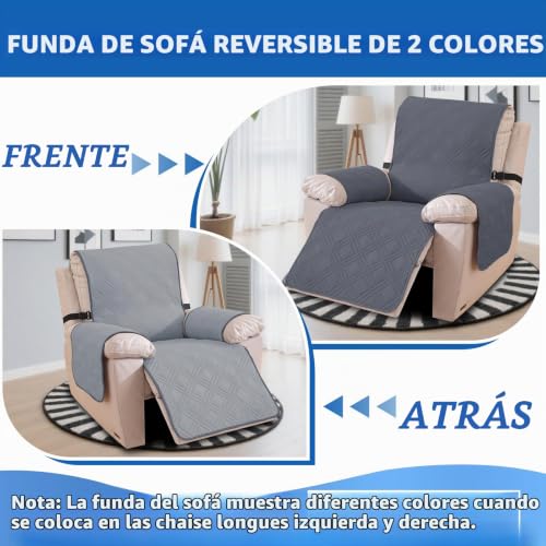 Miniatura 2 de Ystyle Funda Sillon Relax Reclinable, Fundas Sofa Relax Reversible, Funda Butaca Reclinable Antimanchas Antideslizante, Protector Sofa Gatos Lavable 1 Plaza Grande, Gris Oscuro Gris Claro