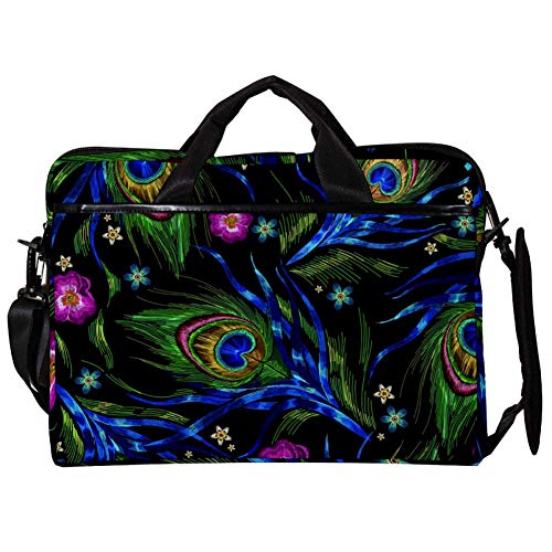 Protector Portátil 14-15 Pulgadas Estampado Plumas Pavo Real Azul con Correa Desmontable