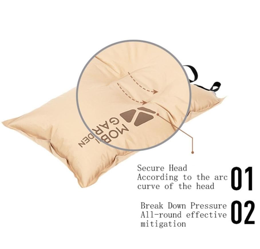 Luminexia Oreiller Camping Auto-Gonflant Ultraléger,Oreiller de Plage Gonflable Portable Léger/Coussin de Voyage,Oreiller Gonflable Ergonomique pour Le Soutien Lombaire du Cou,avec Sac de Rangement
