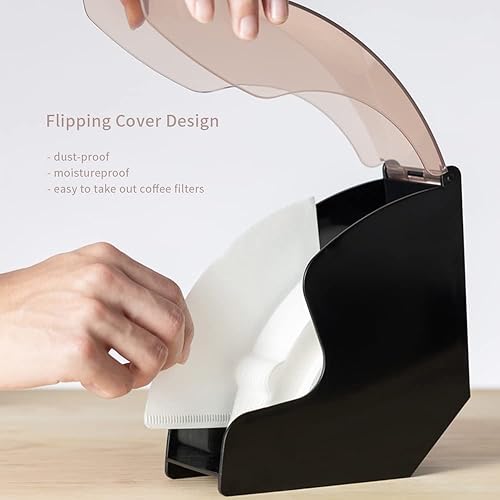 Miniatura 2 de CAFEMASY Soporte de filtro de café para almacenamiento de papel de filtro de café con cubierta a prueba de polvo para filtros de café V60 y cono