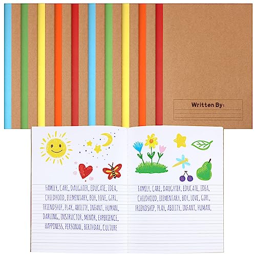 Henoyso 10 Pcs Primary Composition Notebook 9 3/4 x 7 1/2 Inch Kids Journal, Back to School Supplies, K-2 Primary Writing Notebook for Kids Student Draw and Write Story Journal (Bright Color)