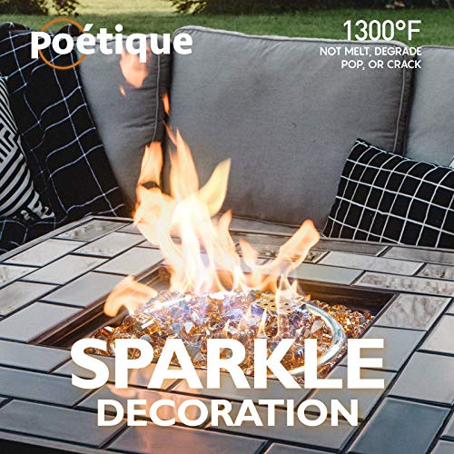 image for Bravex Fire Glass 10 Pound for Fire Pit, Amber Copper Reflective Tempe
